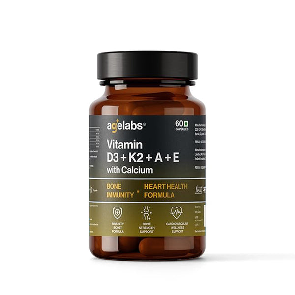 Vitamin D3 + K2 (MK-7) with Vitamins A ,E with Calcium | Advanced Bone, Immunity & Heart Health Support
