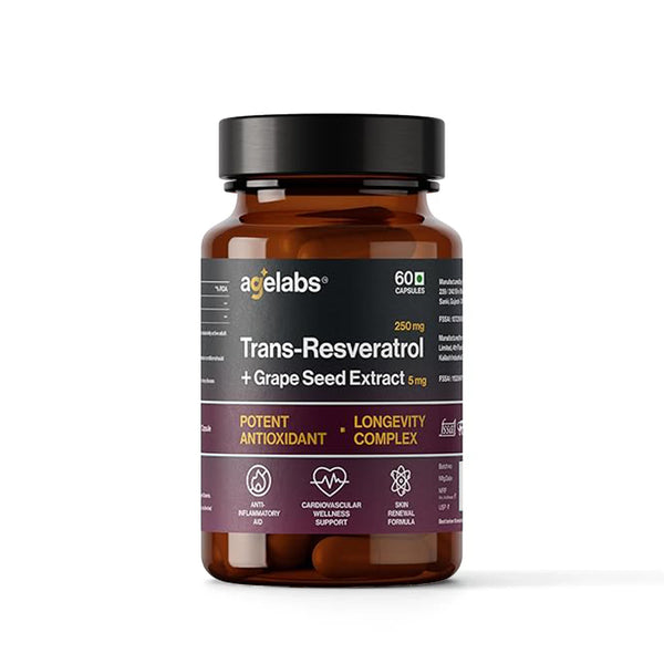 Trans-Resveratrol 250mg with Grape Seed Extract | Advanced Antioxidant & Longevity Support