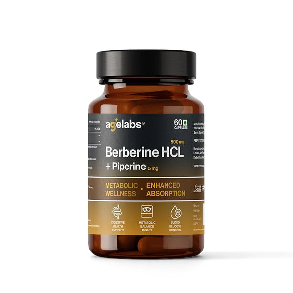 Berberine HCL 500 mg with Piperine 5 mg | Advanced Metabolic, Blood Sugar & Cholesterol Support