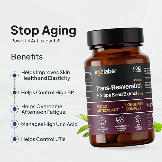 Trans-Resveratrol 250mg with Grape Seed Extract | Advanced Antioxidant & Longevity Support