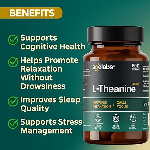 L-Theanine 200 mg Supplement | Calm Focus & Stress Relief Support