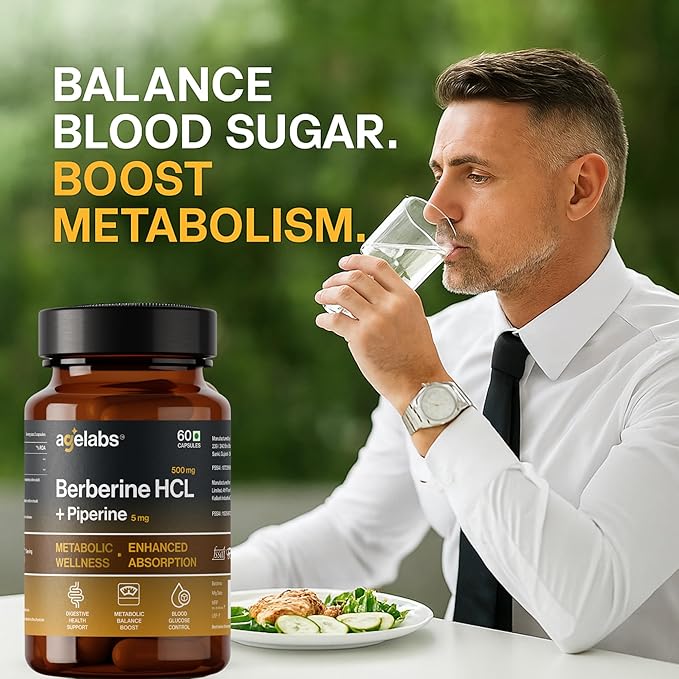 Berberine HCL 500 mg with Piperine 5 mg | Advanced Metabolic, Blood Sugar & Cholesterol Support