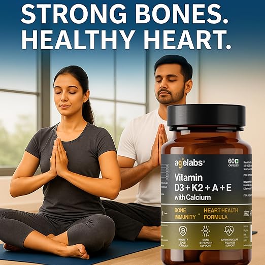 Vitamin D3 + K2 (MK-7) with Vitamins A ,E with Calcium | Advanced Bone, Immunity & Heart Health Support