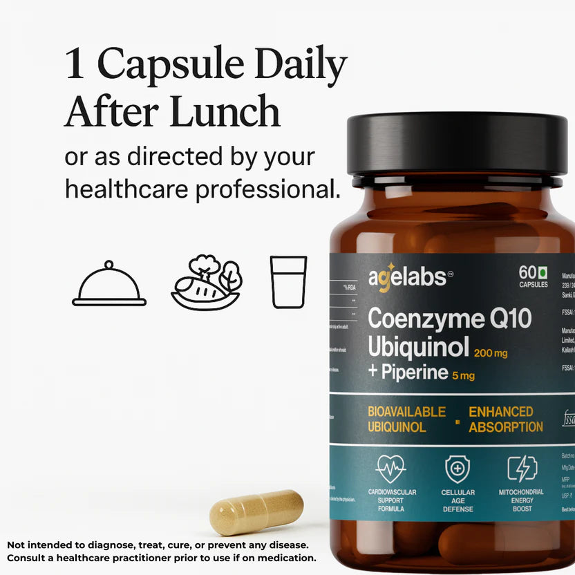 CoQ10 (Ubiquinol) 200 mg with Piperine | Cellular Energy & Heart Health