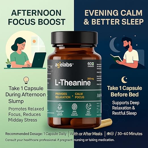 L-Theanine 200 mg Supplement | Calm Focus & Stress Relief Support