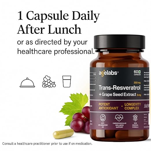 Trans-Resveratrol 250mg with Grape Seed Extract | Advanced Antioxidant & Longevity Support