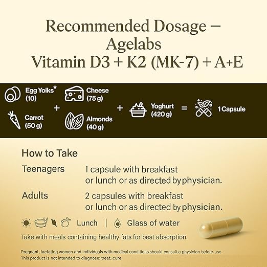 Vitamin D3 + K2 (MK-7) with Vitamins A ,E with Calcium | Advanced Bone, Immunity & Heart Health Support